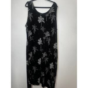 J. Jill Wearever Collection Maxi Dress Black White Palm Tree Pullover Sz 3X